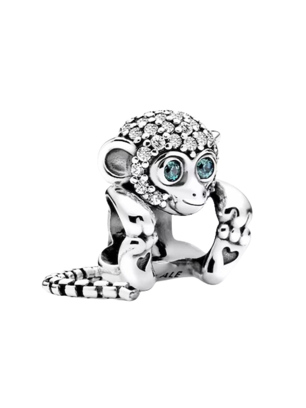 New Wrap Around Pave Monkey Charm with Blue Crystal Eyes